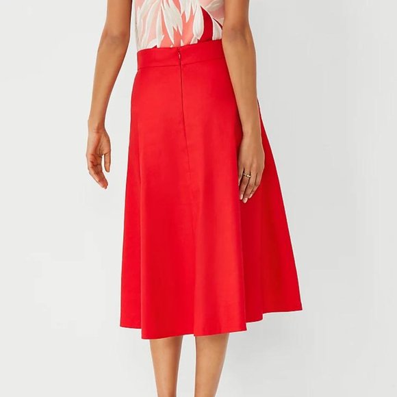 New Ann Taylor Petite Linen Blend Button Tie Waist Midi Skirt - Picture 2 of 2